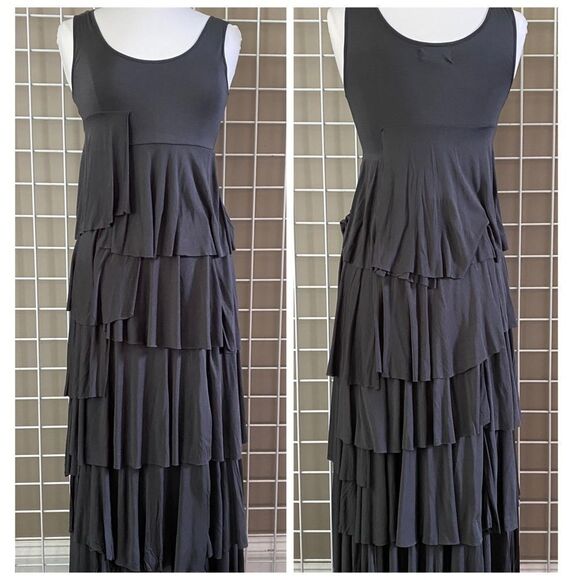 VIVIENNE Tam Layered Modal Maxi Dress Stormy Gray - Picture 1 of 6